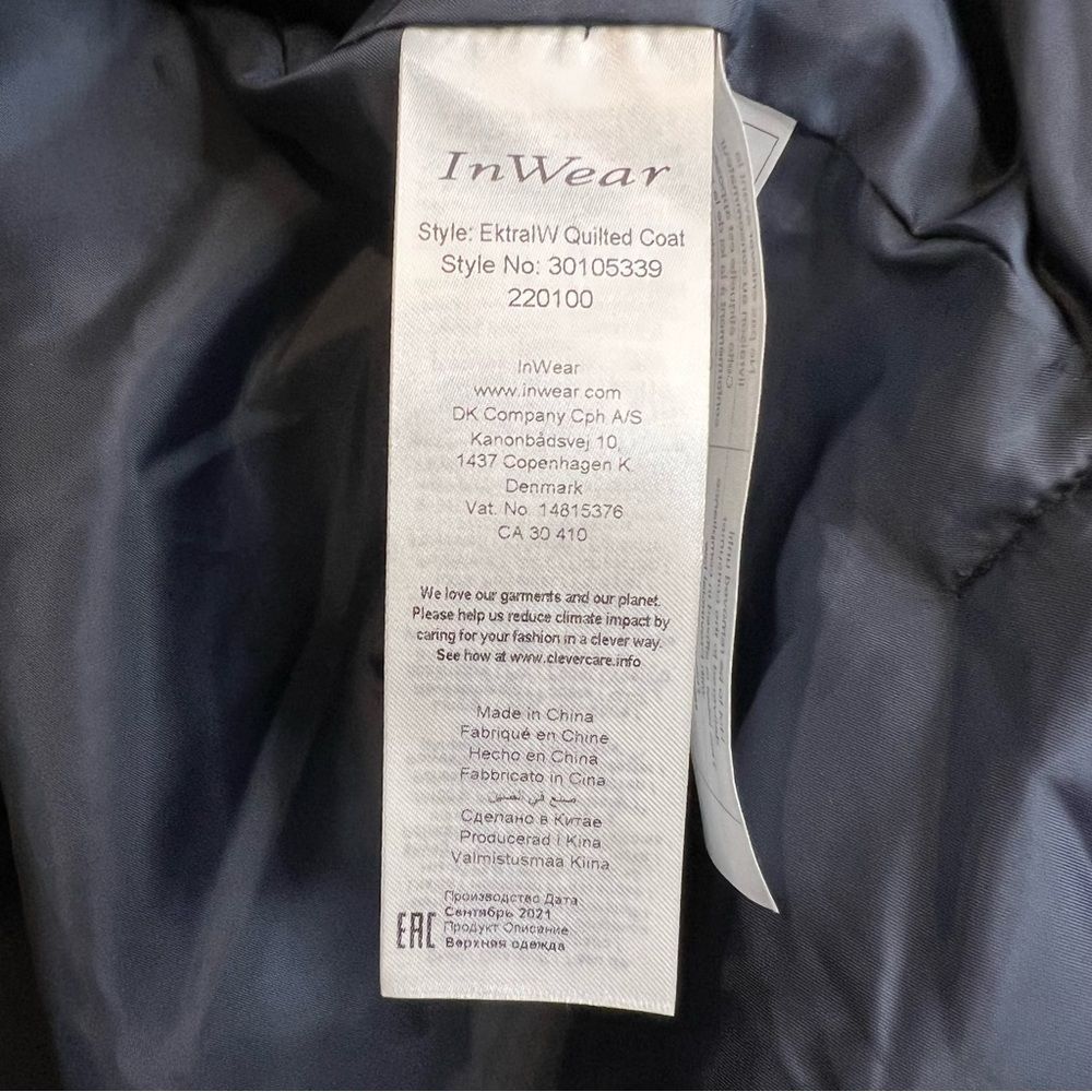 InWear Copenhagen EtkralW Quilted Coat Size 10 - Picture 12 of 16